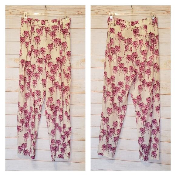 Stella Nova Sookie Silk Spandex Pleated Pants Lightweight Size 2 Pink Cream - Picture 6 of 13